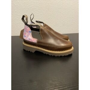 Georgia Giant Boot Women's Low Romeo Slip On Brown Leather Work Shoe 6m